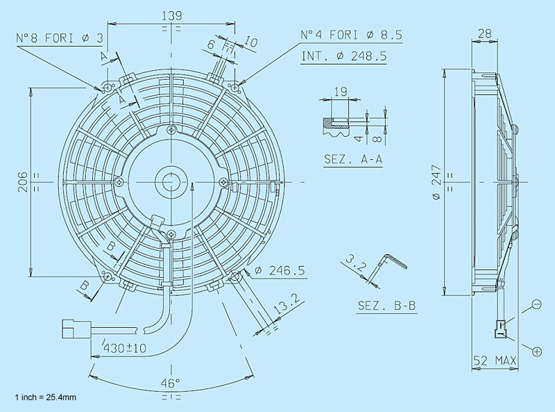 SPAL 9" Low Profile Straight Blade 24v Pull Fan - VA07-BP7/C-31A