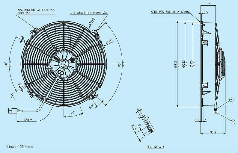 SPAL 12" High Performance Paddle Blade 24v Pull Fan - VA34-BP70/LL-36A