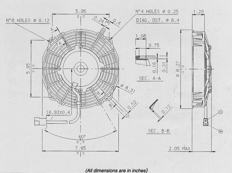 SPAL 7.5" Slim 12v Pull Fan - VA14-AP7/C-34A