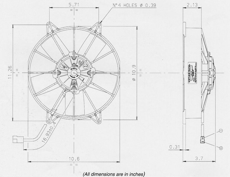 SPAL 10" High Performance 12v Pull Fan - VA15-AP70/LL-39A