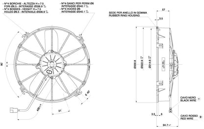SPAL 12" High Performance Paddle Blade 24v Pull Fan - VA01-BP70/LL-36A