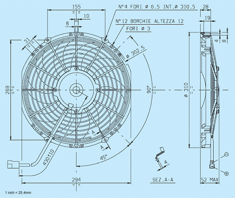 SPAL 11" Low Profile Curved Blade 24v Pull Fan - VA09-BP12/C-54A
