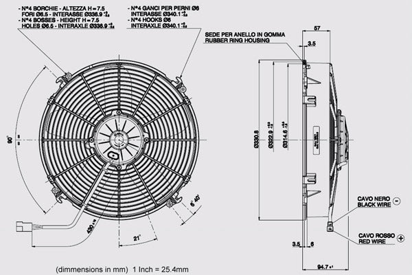 SPAL 12" Paddle Blade 12v Pull Fan - VA34-AP70/LL-36A