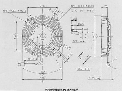 SPAL 7.5" Slim 12v Push Fan - VA14-AP7/C-34S
