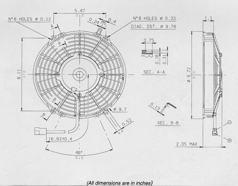 SPAL 9" Slim 12v Pull Fan - VA07-AP12/C-31A