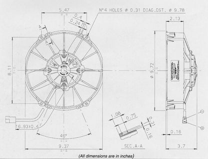 SPAL 9" High Performance 12v Push Fan - VA02-AP70/LL-40S