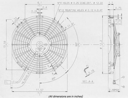 SPAL 11" Medium Profile 12v Pull Fan - VA09-AP50/C-27A
