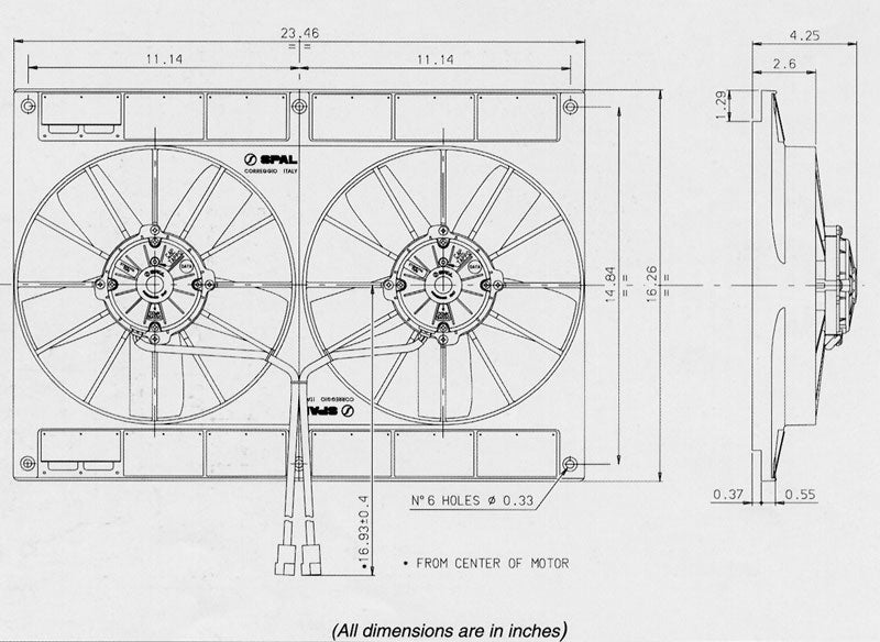 SPAL Dual 11" 12v Pull Fan with Shroud - 2VA06-AP70/LL-37A