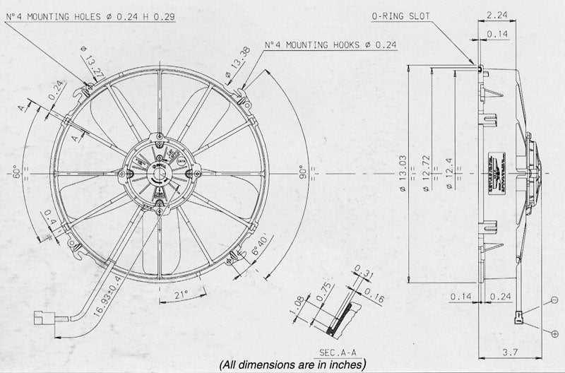 SPAL 12" High Performance Straight Blade 12v Pull Fan - VA01-AP70/LL-36A
