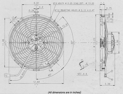 SPAL 12" High Performance Curved Blade 12v Pull Fan - VA10-AP70/LL-61A