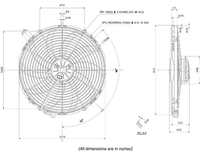 SPAL 16" Extreme Performance 12v Pull Fan - VA18-AP70/LL/F-59A